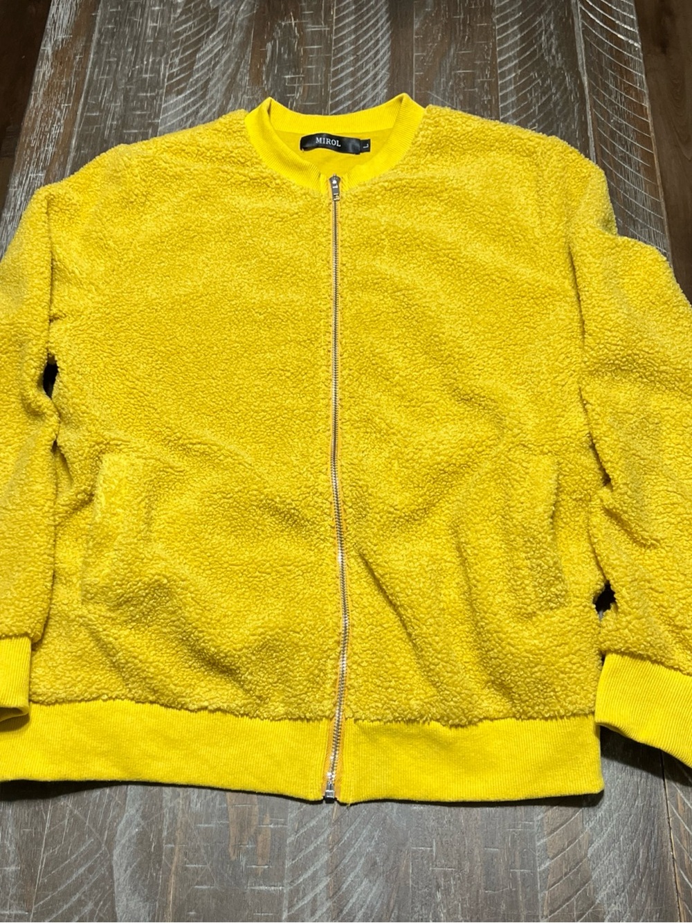 Mirol Women’s Sherpa Fleece Fuzzy Bomber Jacket Bright Yellow Sz Large